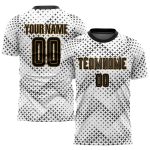 Custom Soccer Uniform Jersey White Black Old Gold Sublimation Style 2679 Custom White Black-Old Gold Sublimation Soccer Uniform
