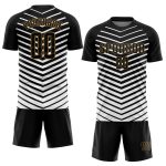 Custom Sublimation Soccer Uniform Jersey in White Black Old Gold - Style 2892 Custom White Black-Old Gold Sublimation Soccer - Image 2