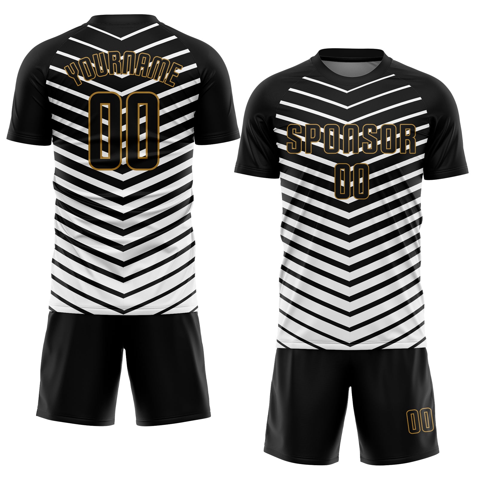 Custom White Black-Old Gold Sublimation Soccer Uniform Jersey Style 2892 Custom Sublimation Soccer Uniform Jersey in White Black Old Gold - Style 2892 Custom White Black-Old Gold Sublimation Soccer - Image 2
