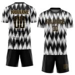 Custom Sublimation Soccer Jersey White Black Old Gold Style 4558 Custom White Black-Old Gold Sublimation Soccer Uniform Jersey - Image 2