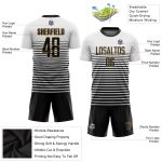 Custom Sublimation Soccer Jersey - White Black Old Gold Style 9490 Custom White Black-Old Gold Sublimation Soccer Uniform - Image 3