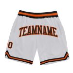 Custom Authentic Black-Orange Basketball Shorts - Personalized Throwback Design Custom White Black-Orange Authentic Throwback