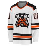 Custom Black Orange Hockey Jersey for Fans - Personalized White Sport Team Apparel Custom White Black-Orange Hockey Jersey - Image 2