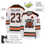 Custom Black Orange Hockey Jersey for Fans - Personalized White Sport Team Apparel Custom White Black-Orange Hockey Jersey - Image 3