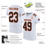 Custom Football Jersey - Authentic White Black-Orange Mesh Design Custom White Black-Orange Mesh Authentic Football Jersey - Image 2