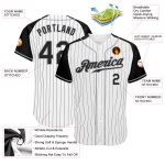 Custom Black Gray Pinstripe Baseball Jersey with Raglan Sleeves - Authentic Design Custom White Black Pinstripe Black-Gray - Image 3