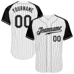 Custom Black Gray Pinstripe Baseball Jersey with Raglan Sleeves - Authentic Design Custom White Black Pinstripe Black-Gray