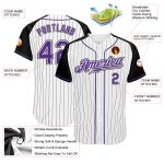 Custom Purple Black Pinstripe Baseball Jersey with Authentic Raglan Sleeves - White Black Design Custom White Black Pinstripe - Image 3