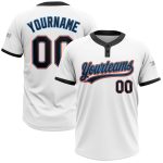 Custom Unisex Softball Jersey in White, Black, Powder Blue & Orange - Two-Button Design Custom White Black Powder Blue-Orange