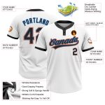 Custom Unisex Softball Jersey in White, Black, Powder Blue & Orange - Two-Button Design Custom White Black Powder Blue-Orange - Image 3