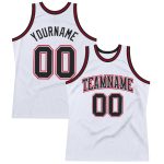 Custom Authentic Basketball Jersey - White Black Red Throwback Style Custom White Black-Red Authentic Throwback Basketball
