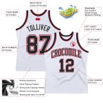 Custom Authentic Basketball Jersey - White Black Red Throwback Style Custom White Black-Red Authentic Throwback Basketball - Image 2