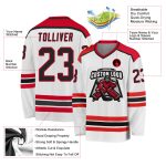 Custom Black Red White Hockey Jersey - Personalized Team Apparel for Sports Fans Custom White Black-Red Hockey Jersey - Image 3
