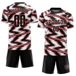 Custom Sublimation Soccer Jersey - Black Red White Uniform Style 9086 Custom White Black-Red Sublimation Soccer Uniform Jersey - Image 2