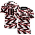 Custom Sublimation Soccer Jersey - Black Red White Uniform Style 9086 Custom White Black-Red Sublimation Soccer Uniform Jersey