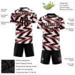 Custom Sublimation Soccer Jersey - Black Red White Uniform Style 9086 Custom White Black-Red Sublimation Soccer Uniform Jersey - Image 3