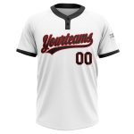 Custom Unisex Softball Jersey - Two-Button Design in White and Black-Red Color Custom White Black-Red Two-Button Unisex Softball - Image 2