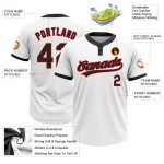 Custom Unisex Softball Jersey - Two-Button Design in White and Black-Red Color Custom White Black-Red Two-Button Unisex Softball - Image 3