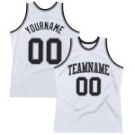 Authentic Throwback Basketball Jersey - Custom White Black Silver Gray Design Custom White Black-Silver Gray Authentic Throwback
