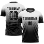 Custom White Black Fade Soccer Jersey - Fashion Sublimation Uniform Custom White Black Sublimation Fade Fashion Soccer Uniform