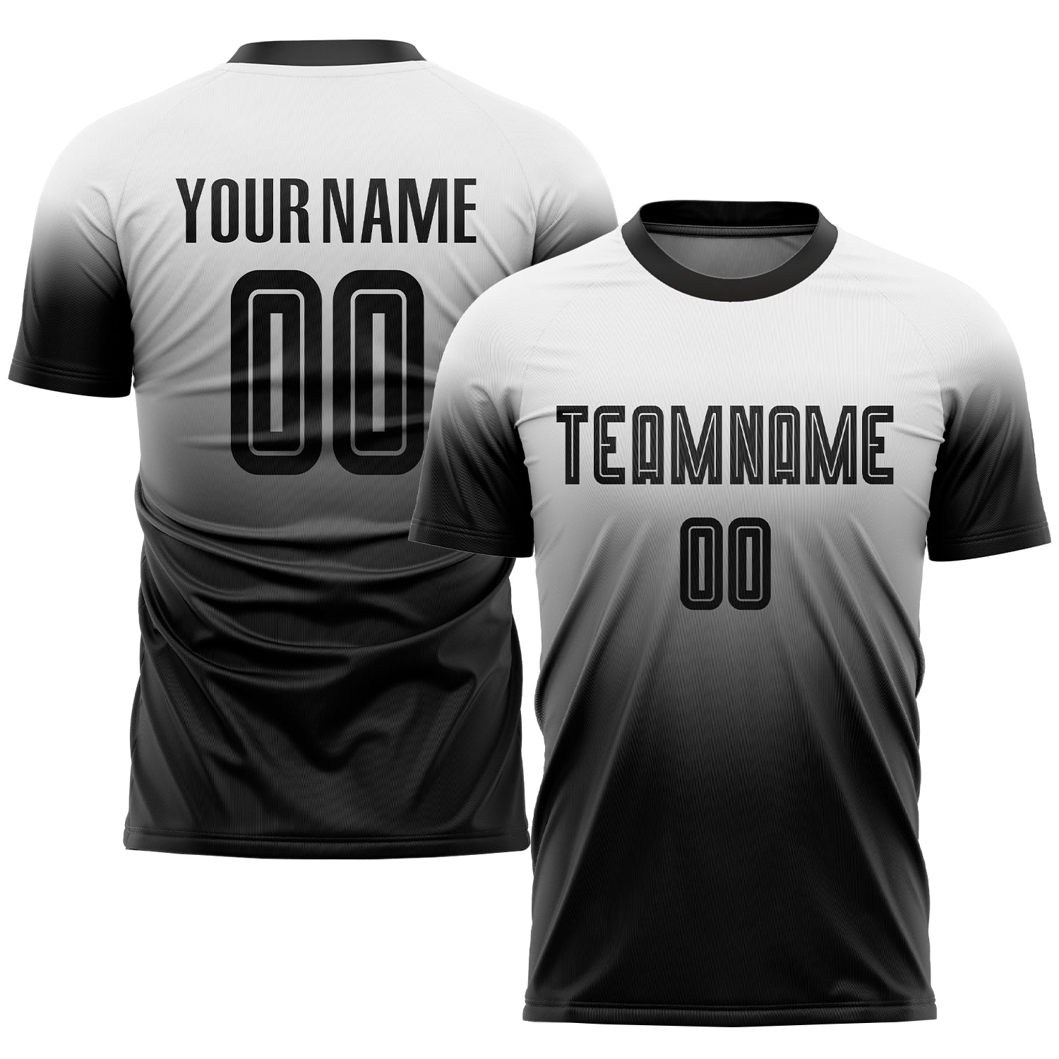 Custom White Black Fade Soccer Jersey - Fashion Sublimation Uniform Custom White Black Sublimation Fade Fashion Soccer Uniform