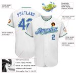 Custom White Blue Kelly Green Baseball Jersey - Authentic Sports Apparel Custom White Blue-Kelly Green Authentic Baseball - Image 3