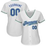 Custom White Blue Kelly Green Baseball Jersey - Authentic Sports Apparel Custom White Blue-Kelly Green Authentic Baseball - Image 2