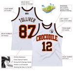 Authentic Custom Basketball Jersey - White Brown Orange Throwback Design Custom White Brown-Orange Authentic Throwback Basketball - Image 2