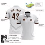 Custom Performance Golf Polo Shirt - White and Brown - Mens Activewear Custom White Brown Performance Golf Polo Shirt - Image 3