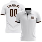 Custom Performance Golf Polo Shirt - White and Brown - Mens Activewear Custom White Brown Performance Golf Polo Shirt