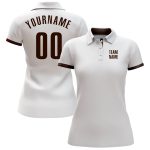 Custom Performance Golf Polo Shirt - White and Brown - Mens Activewear Custom White Brown Performance Golf Polo Shirt - Image 2