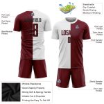 Custom Soccer Jersey - White Crimson Black Sublimation Split Fashion Uniform Custom White Crimson-Black Sublimation Split - Image 3