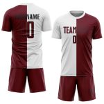 Custom Soccer Jersey - White Crimson Black Sublimation Split Fashion Uniform Custom White Crimson-Black Sublimation Split - Image 2