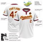 Custom Crimson Gold Unisex Softball Jersey - Two-Button Design, White Fabric Custom White Crimson-Gold Two-Button Unisex - Image 3