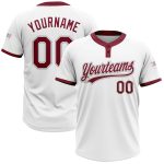 Custom Softball Jersey Unisex Two-Button White Crimson-Gray - Personalized Sports Apparel Custom White Crimson-Gray Two-Button