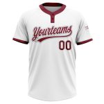 Custom Softball Jersey Unisex Two-Button White Crimson-Gray - Personalized Sports Apparel Custom White Crimson-Gray Two-Button - Image 2