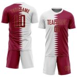 Custom Qatari Flag Soccer Jersey White Crimson-Old Gold Sublimation Uniform Custom White Crimson-Old Gold Sublimation Qatari - Image 2