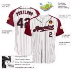Custom Black Crimson Pinstripe Baseball Jersey with Authentic Raglan Sleeves Custom White Crimson Pinstripe Black-Crimson - Image 3