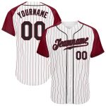 Custom Black Crimson Pinstripe Baseball Jersey with Authentic Raglan Sleeves Custom White Crimson Pinstripe Black-Crimson