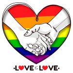 Pride Month Rainbow Heart T-Shirt for LGBT Love Is Love | Custom White Gold-Red Design Custom White Gold-Red Rainbow Colored - Image 2