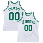 Custom Basketball Jersey Authentic Throwback in White & Kelly Green Custom White Kelly Green Authentic Throwback Basketball