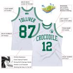 Custom Basketball Jersey Authentic Throwback in White & Kelly Green Custom White Kelly Green Authentic Throwback Basketball - Image 2