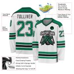 Custom Hockey Jersey in White with Kelly Green and Black Design Custom White Kelly Green-Black Hockey Jersey - Image 3