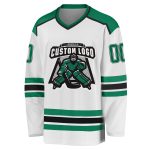 Custom Hockey Jersey in White with Kelly Green and Black Design Custom White Kelly Green-Black Hockey Jersey - Image 2