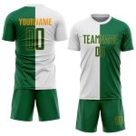 Custom Sublimation Soccer Jersey - White Kelly Green Gold Split Fashion Design Custom White Kelly Green-Gold Sublimation - Image 2