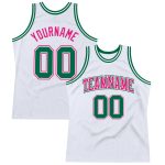 Custom Basketball Jersey - White Kelly Green Hot Pink Authentic Throwback Custom White Kelly Green-Hot Pink Authentic Throwback