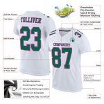 Custom Football Jersey - Authentic White with Kelly Green and Hot Pink Mesh Custom White Kelly Green-Hot Pink Mesh Authentic - Image 2