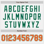 Custom Bomber Varsity Letterman Jacket in White Kelly Green Pinstripe and Orange, Full-Snap Style Custom White Kelly Green - Image 5