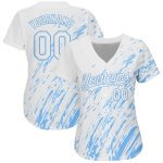 Custom 3D Pattern Baseball Jersey Light Blue White Design Authentic Custom White Light Blue 3D Pattern Design Authentic Baseball - Image 2