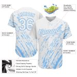 Custom 3D Pattern Baseball Jersey Light Blue White Design Authentic Custom White Light Blue 3D Pattern Design Authentic Baseball - Image 3